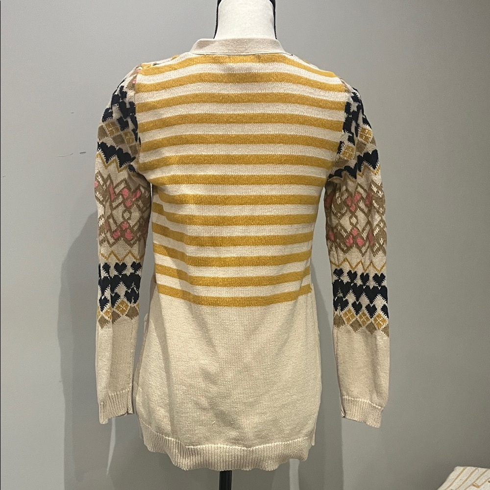 Anthropologie Yellow and Cream Striped Cardigan - Picture 3 of 5